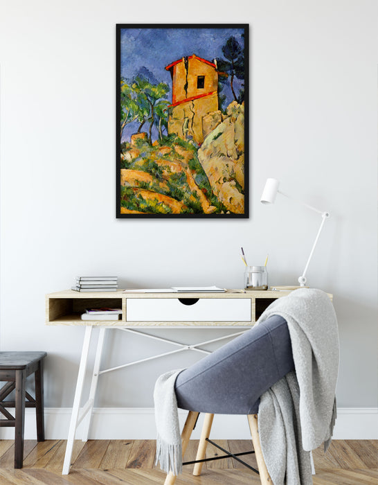 Paul Cézanne  - Das Haus mit geborstenen Wänden, Poster mit Bilderrahmen