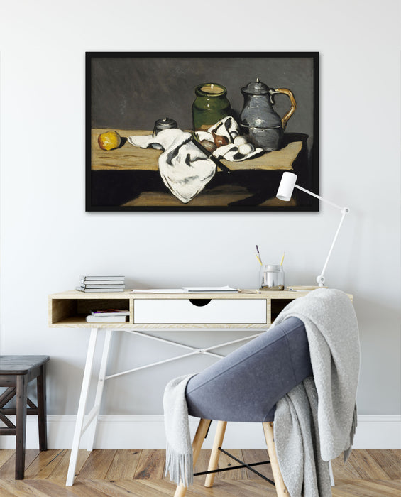 Paul Cézanne  - Stillleben mit offener Schublade, Poster mit Bilderrahmen