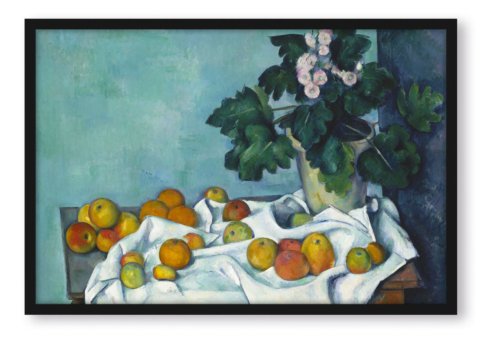 Paul Cézanne  - Stillleben mit Äpfeln und einem Topf, Poster mit Bilderrahmen