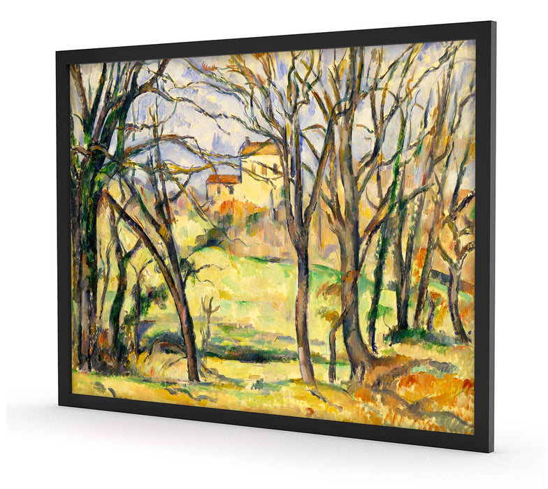 Paul Cézanne  - Bäume und Häuser nahe des Jas de Bouff, Poster mit Bilderrahmen