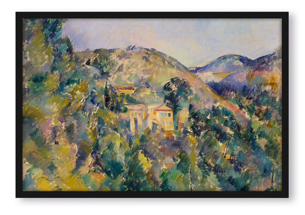Pixxprint Paul Cézanne - Blick aus das Domaine Saint, Poster mit Bilderrahmen