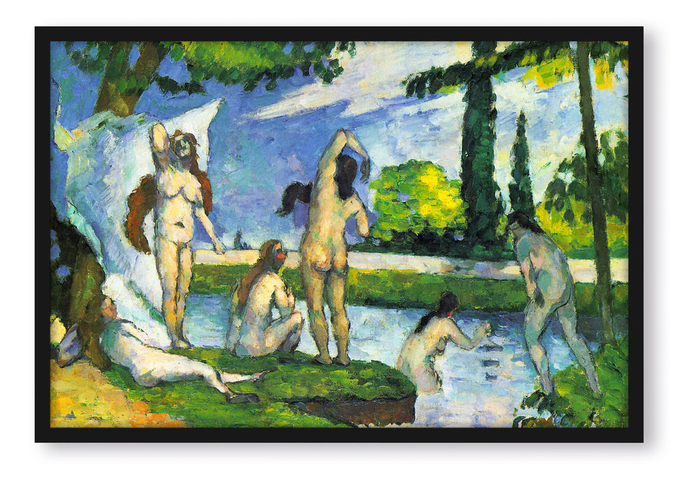 Pixxprint Paul Cézanne - Die Badenden, Poster mit Bilderrahmen