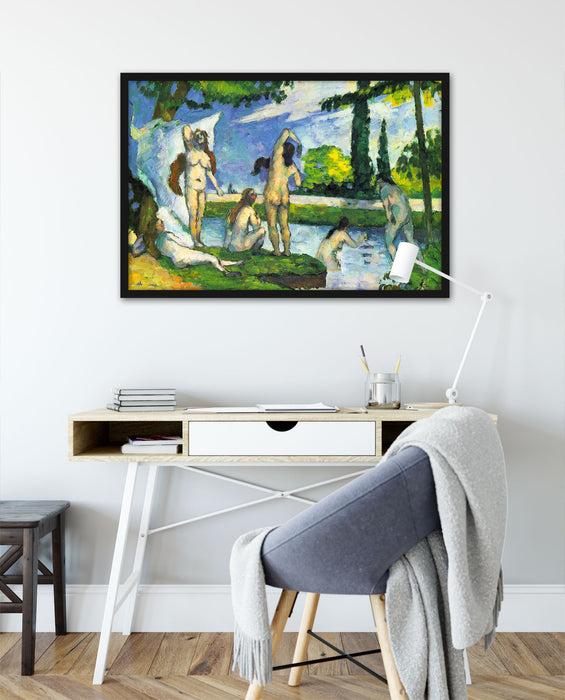 Paul Cézanne  - Die Badenden, Poster mit Bilderrahmen