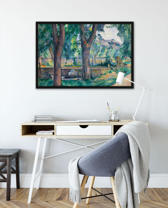 Paul Cézanne  - Das Becken beim Jas de Bouffan, Poster mit Bilderrahmen