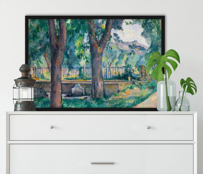 Paul Cézanne  - Das Becken beim Jas de Bouffan, Poster mit Bilderrahmen