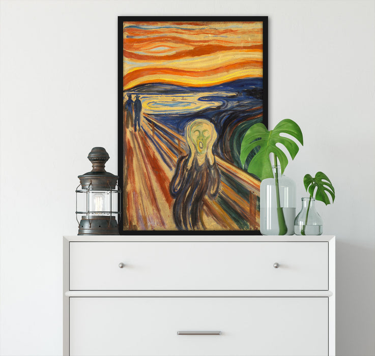 Edvard Munch - Der Schrei II, Poster mit Bilderrahmen