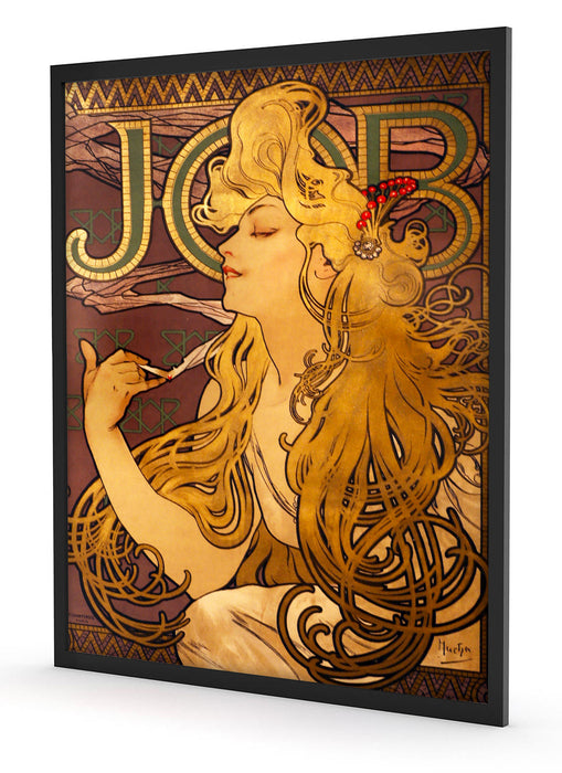 Alfons Mucha - Job Cigarettes, Poster mit Bilderrahmen