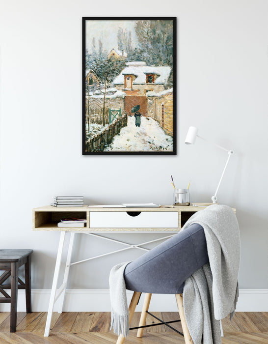 Alfred Sisley - Schnee in Louveciennes, Poster mit Bilderrahmen