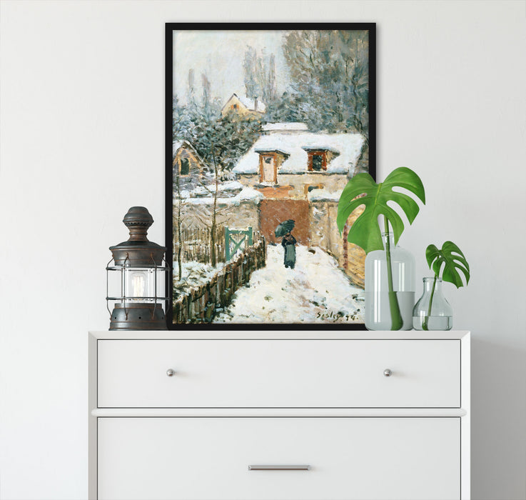 Alfred Sisley - Schnee in Louveciennes, Poster mit Bilderrahmen