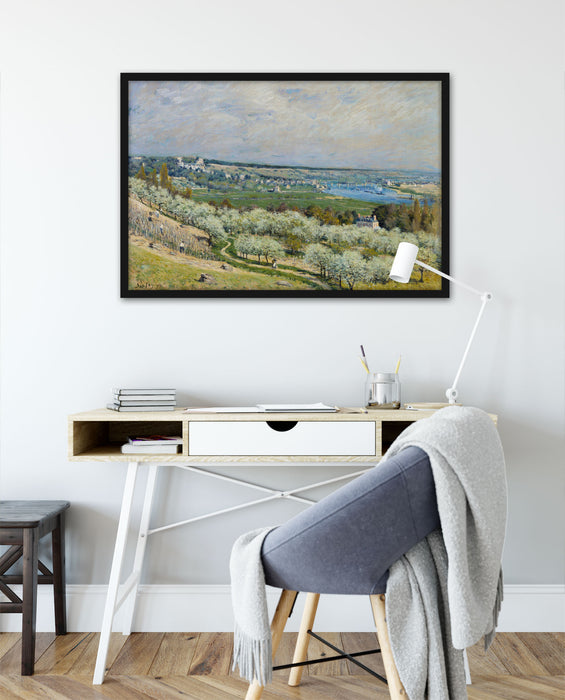 Alfred Sisley - Die Terrasse in Saint-Germain Spring, Poster mit Bilderrahmen