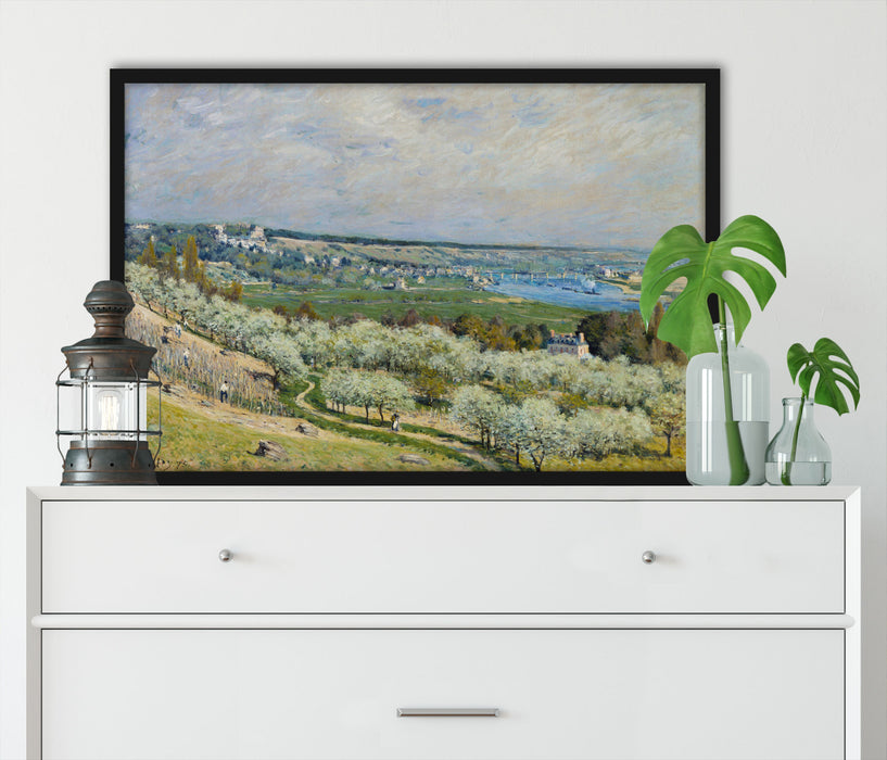 Alfred Sisley - Die Terrasse in Saint-Germain Spring, Poster mit Bilderrahmen