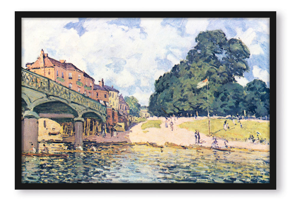 Alfred Sisley - Bridge At Hampton Court, Poster mit Bilderrahmen