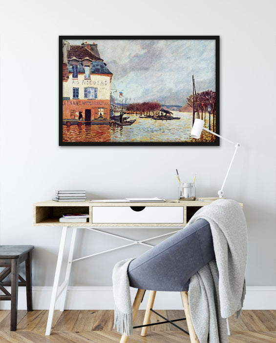 Alfred Sisley - Flood at Pont-Marley  , Poster mit Bilderrahmen