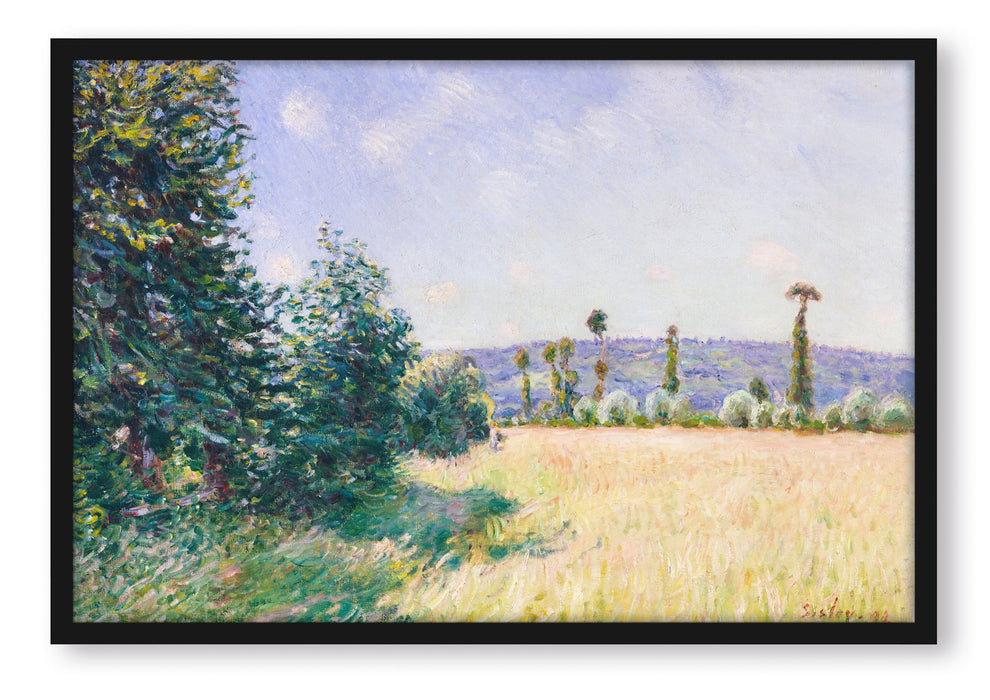 Alfred Sisley - Sahurs Meadows in Morning Sun , Poster mit Bilderrahmen
