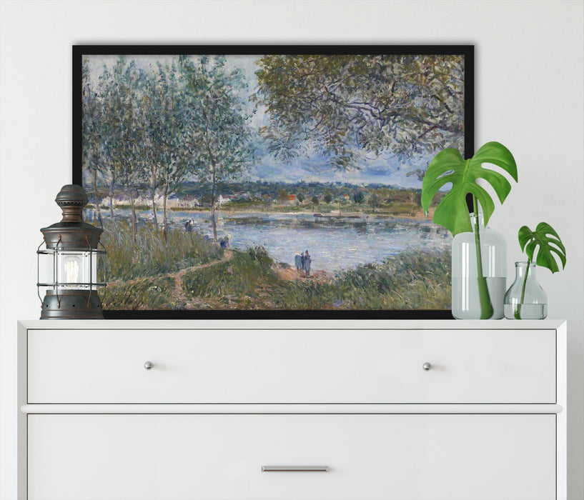 Alfred Sisley - By Way of the Old Ferry , Poster mit Bilderrahmen