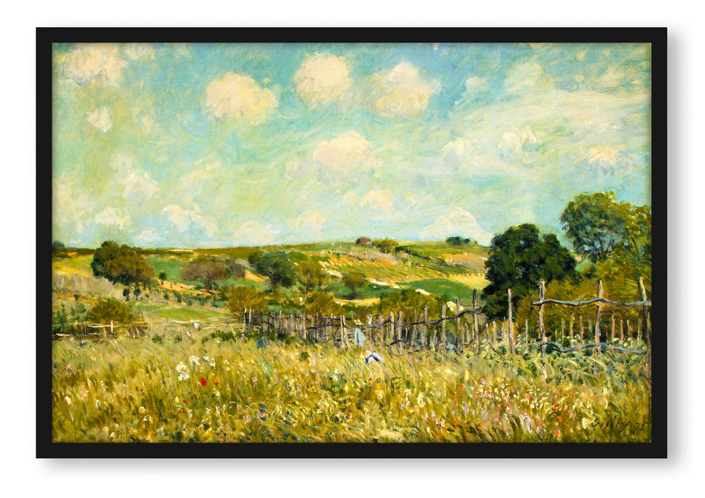 Pixxprint Alfred Sisley - Meadow , Poster mit Bilderrahmen
