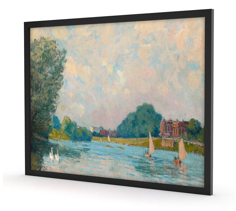 Alfred Sisley - Thames at Hampton Court , Poster mit Bilderrahmen