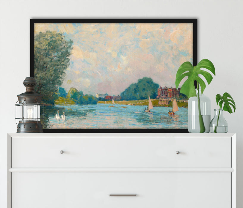 Alfred Sisley - Thames at Hampton Court , Poster mit Bilderrahmen