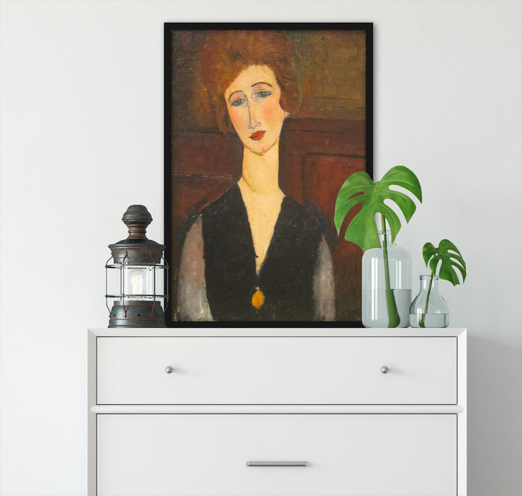 Amedeo Modigliani - Portrait einer Frau, Poster mit Bilderrahmen