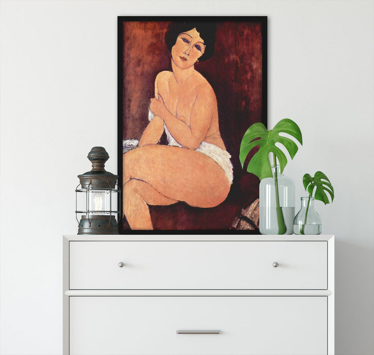 Amedeo Modigliani - Sitzende Nackte auf Divan, Poster mit Bilderrahmen