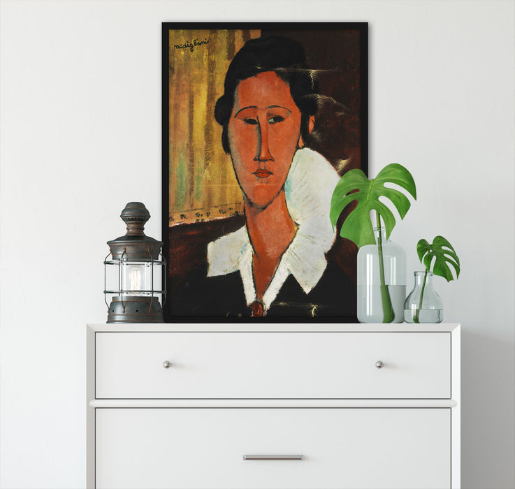 Amedeo Modigliani - Portrait von Hanka Zborowska , Poster mit Bilderrahmen