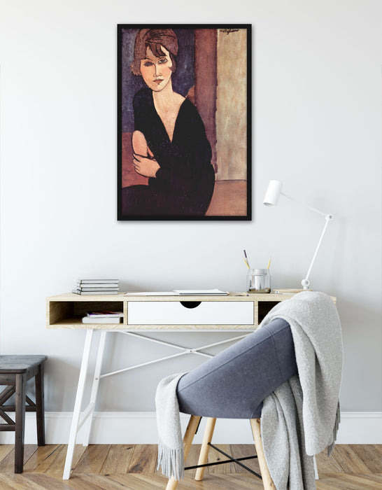 Amedeo Modigliani - Sitzende Frau , Poster mit Bilderrahmen
