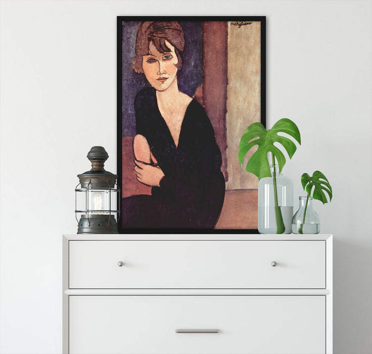 Amedeo Modigliani - Sitzende Frau , Poster mit Bilderrahmen