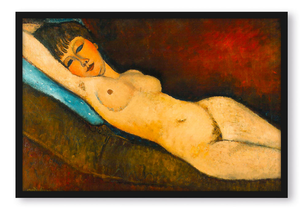 Amedeo Modigliani - Nu Couché au coussin bleu, Poster mit Bilderrahmen