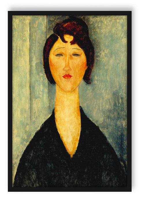 Amedeo Modigliani - Portrait einer jungen Frau , Poster mit Bilderrahmen