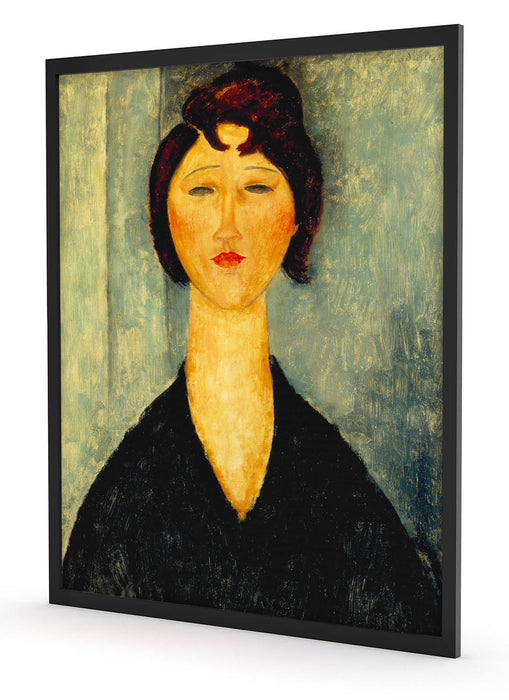 Amedeo Modigliani - Portrait einer jungen Frau , Poster mit Bilderrahmen