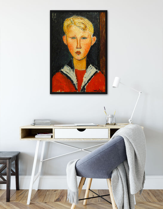 Amedeo Modigliani - Der Junge mit den blauen Augen , Poster mit Bilderrahmen