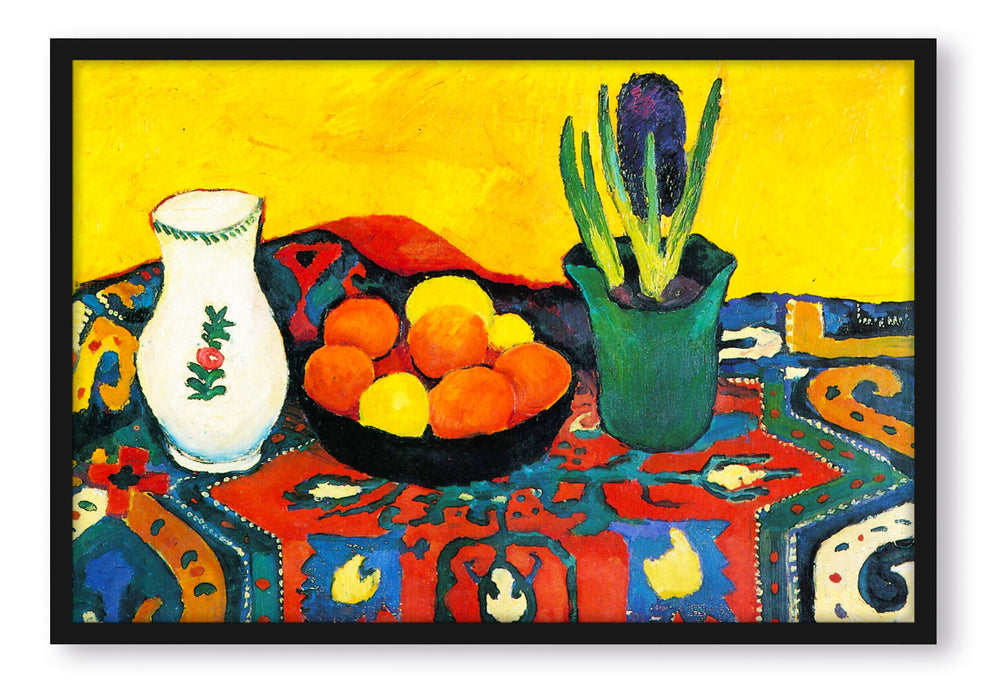 Pixxprint August Macke - Stillleben Still Life Hyacinths Carpet , Poster mit Bilderrahmen