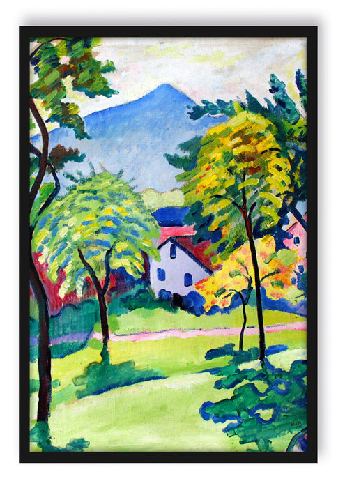 Pixxprint August Macke - Tegernsee Landschaft Anagoria, Poster mit Bilderrahmen
