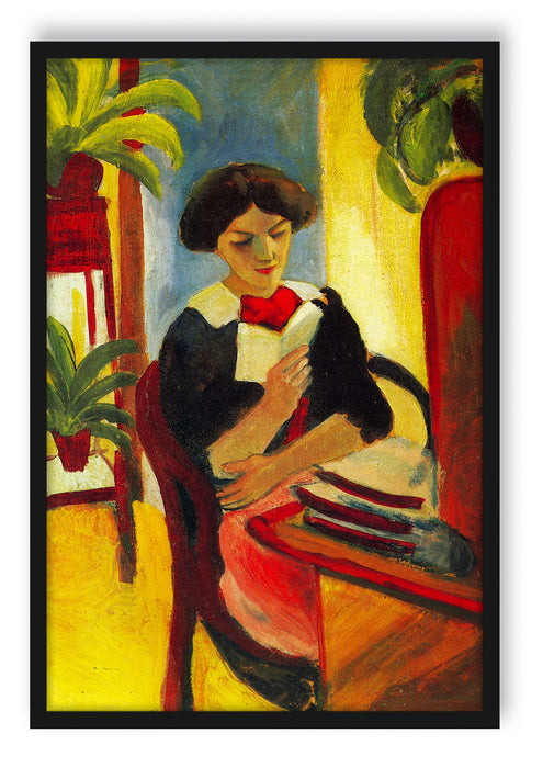 Pixxprint August Macke - Abstrakt Elizabeth Reading, Poster mit Bilderrahmen
