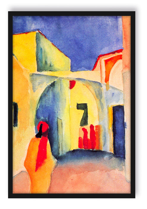 Pixxprint August Macke - Blick auf eine Allee in Tunis , Poster mit Bilderrahmen