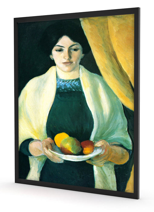 August Macke - Frau des Künstlers mit Äpfeln , Poster mit Bilderrahmen