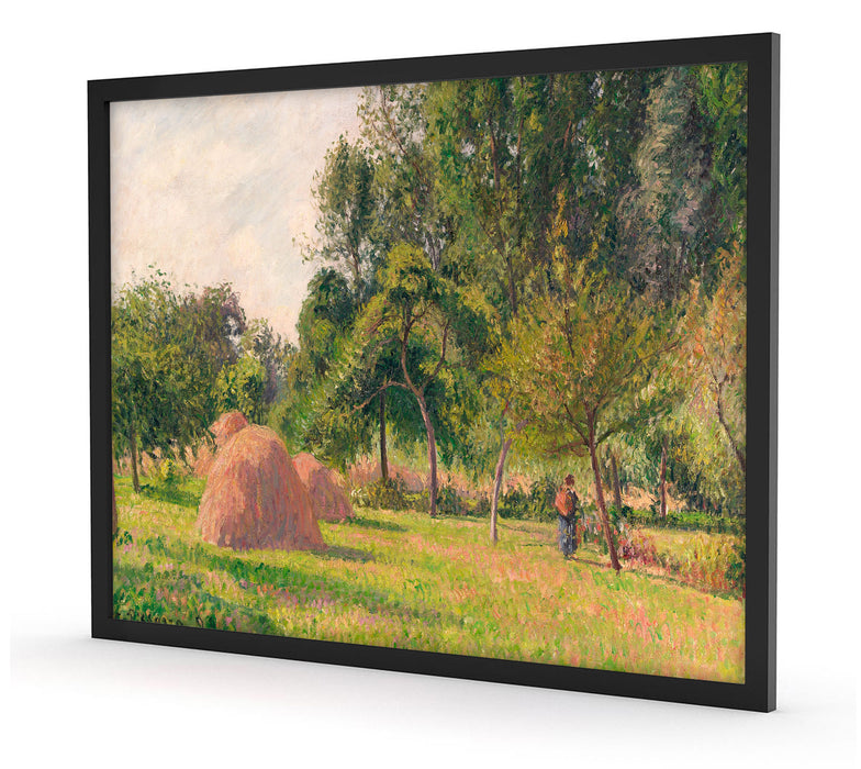 Camille Pissarro - Haystacks Morning Eragny , Poster mit Bilderrahmen