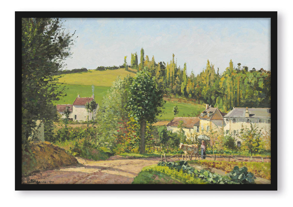 Camille Pissarro - Hameau aux environs de Pontoise , Poster mit Bilderrahmen