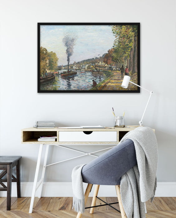 Camille Pissarro - LA SEINE À BOUGIVAL , Poster mit Bilderrahmen