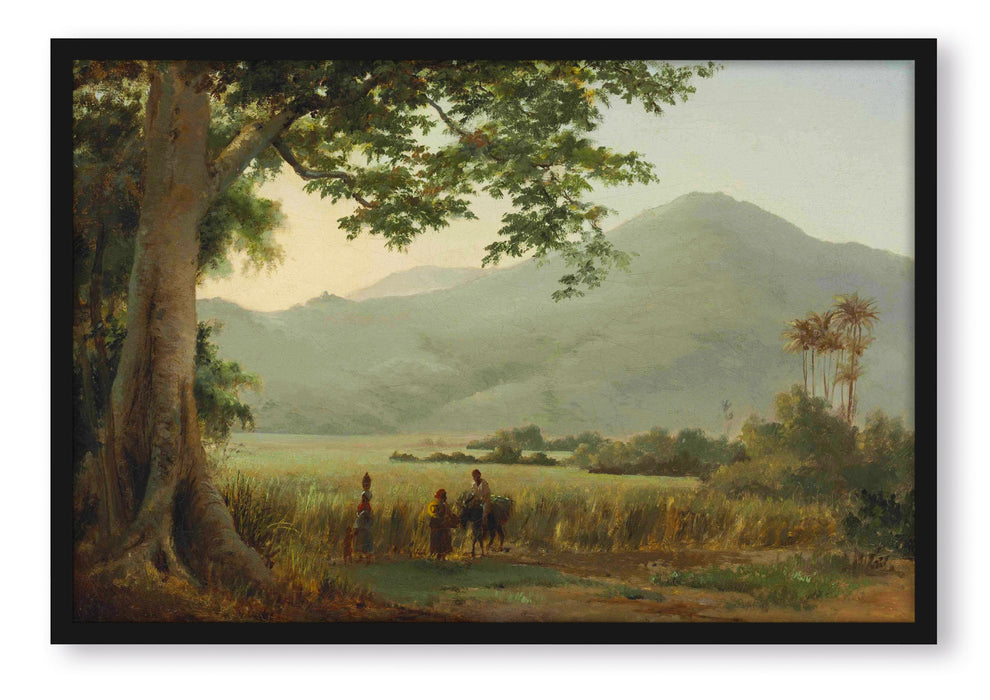 Pixxprint Camille Pissarro - Personnages discutant au bord d'un , Poster mit Bilderrahmen