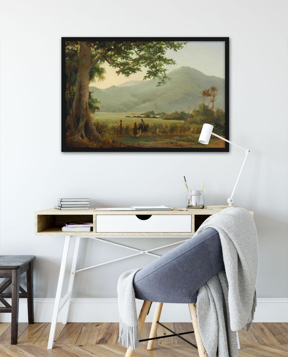 Camille Pissarro - Personnages discutant au bord d'un , Poster mit Bilderrahmen