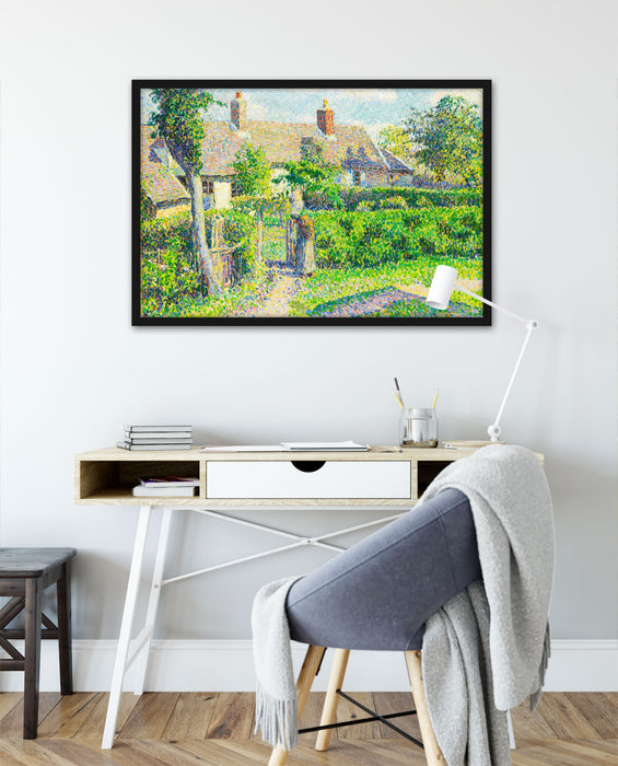 Camille Pissarro - Maisons de paysans , Poster mit Bilderrahmen