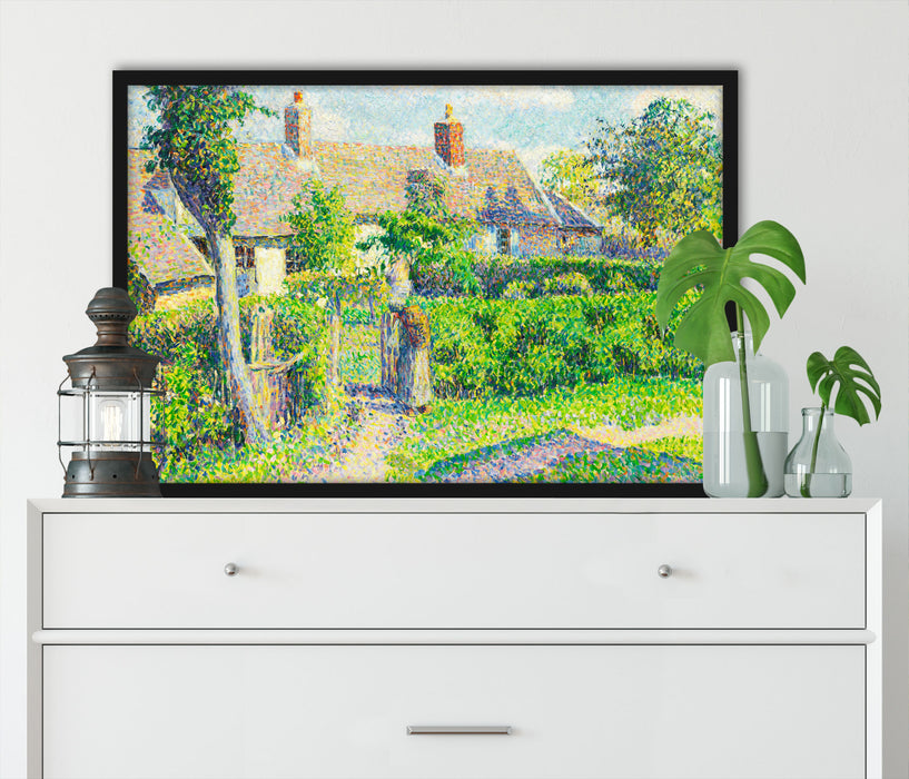 Camille Pissarro - Maisons de paysans , Poster mit Bilderrahmen