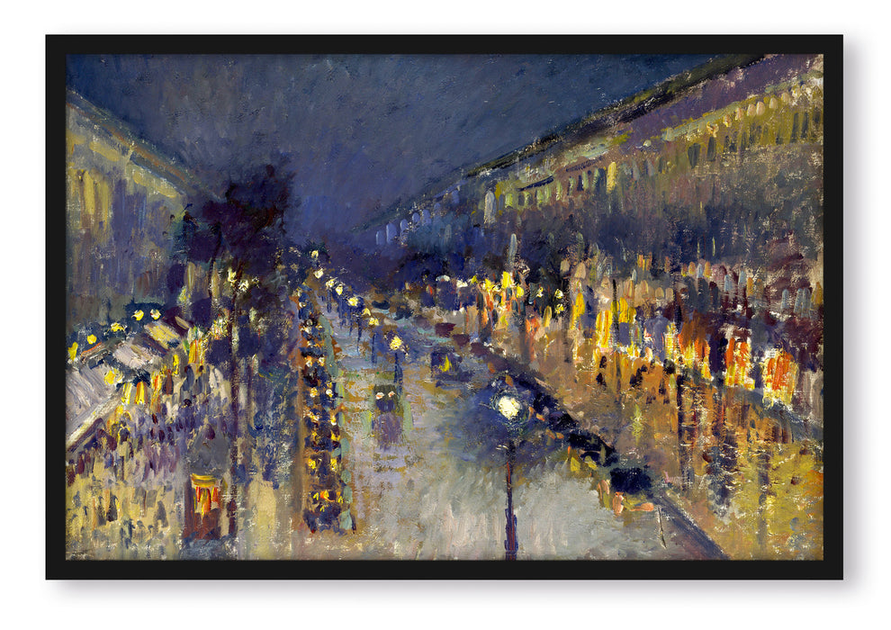 Pixxprint Camille Pissarro - The Boulevard Montmartre at Night , Poster mit Bilderrahmen