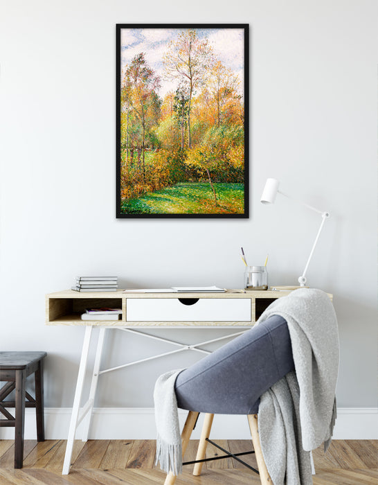 Camille Pissarro - Automne Peupliers Eragny, Poster mit Bilderrahmen