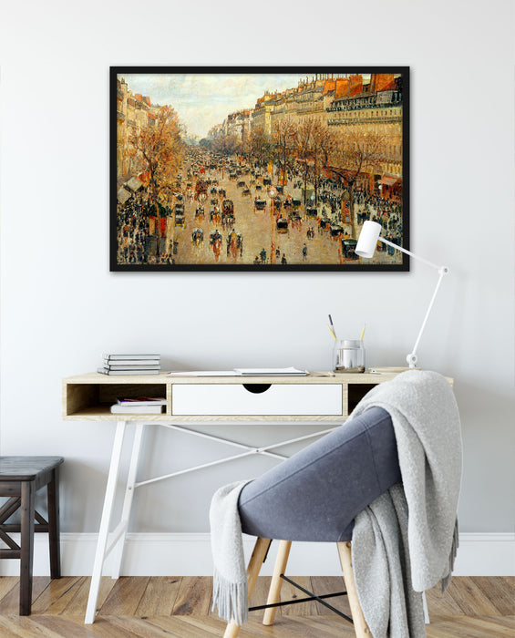 Camille Pissarro - Boulevard Montmartre, Poster mit Bilderrahmen