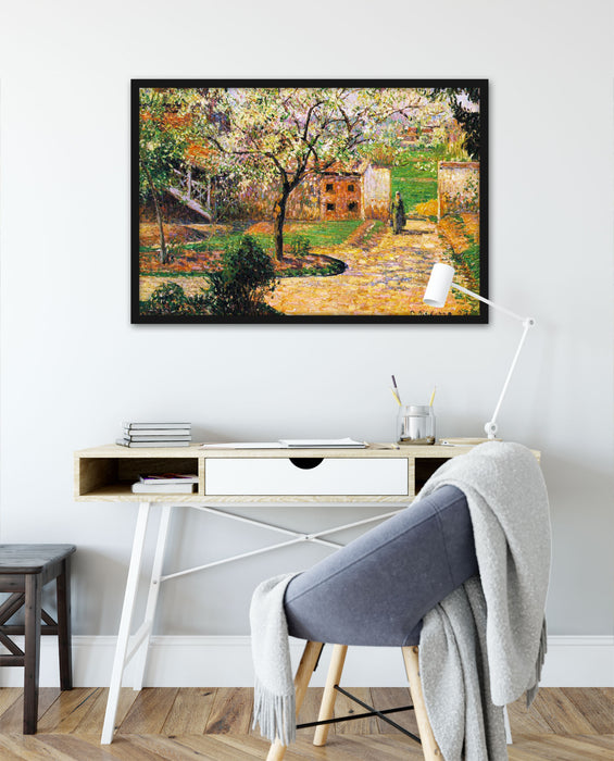 Camille Pissarro - Flowering Plum Tree Eragny, Poster mit Bilderrahmen