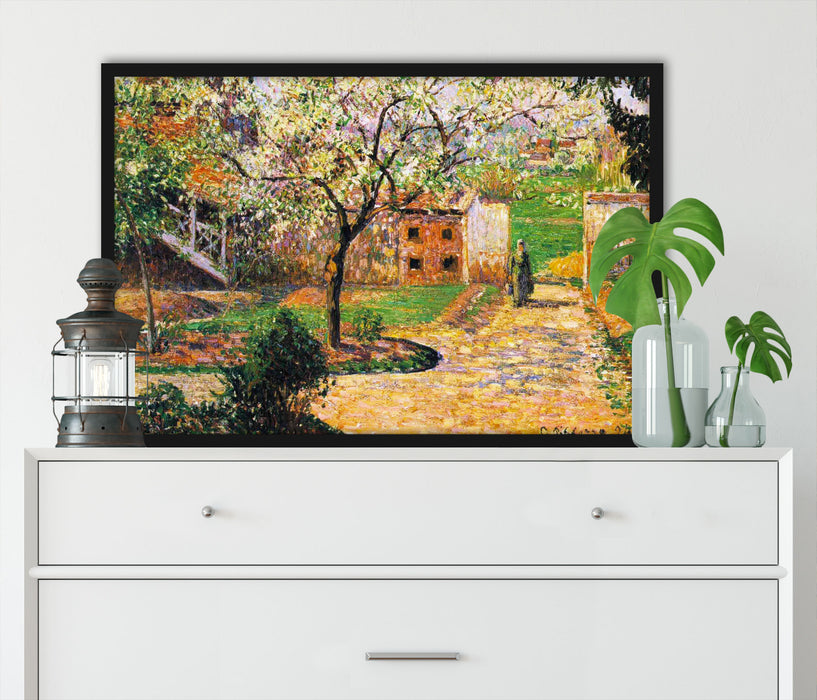 Camille Pissarro - Flowering Plum Tree Eragny, Poster mit Bilderrahmen