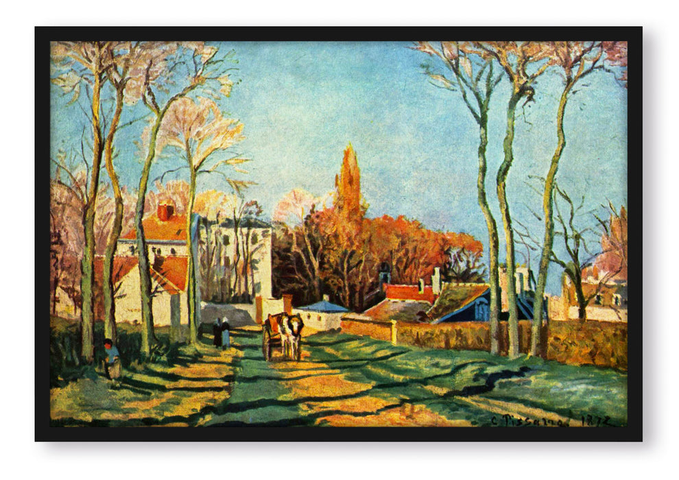 Pixxprint Camille Pissarro - Entrée du village de Voisin , Poster mit Bilderrahmen