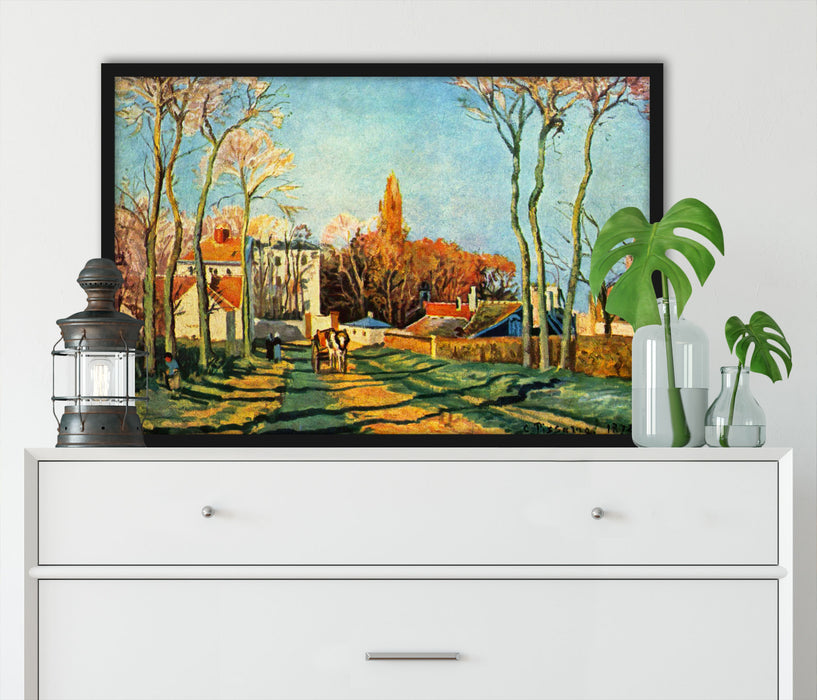Camille Pissarro - Entrée du village de Voisin , Poster mit Bilderrahmen
